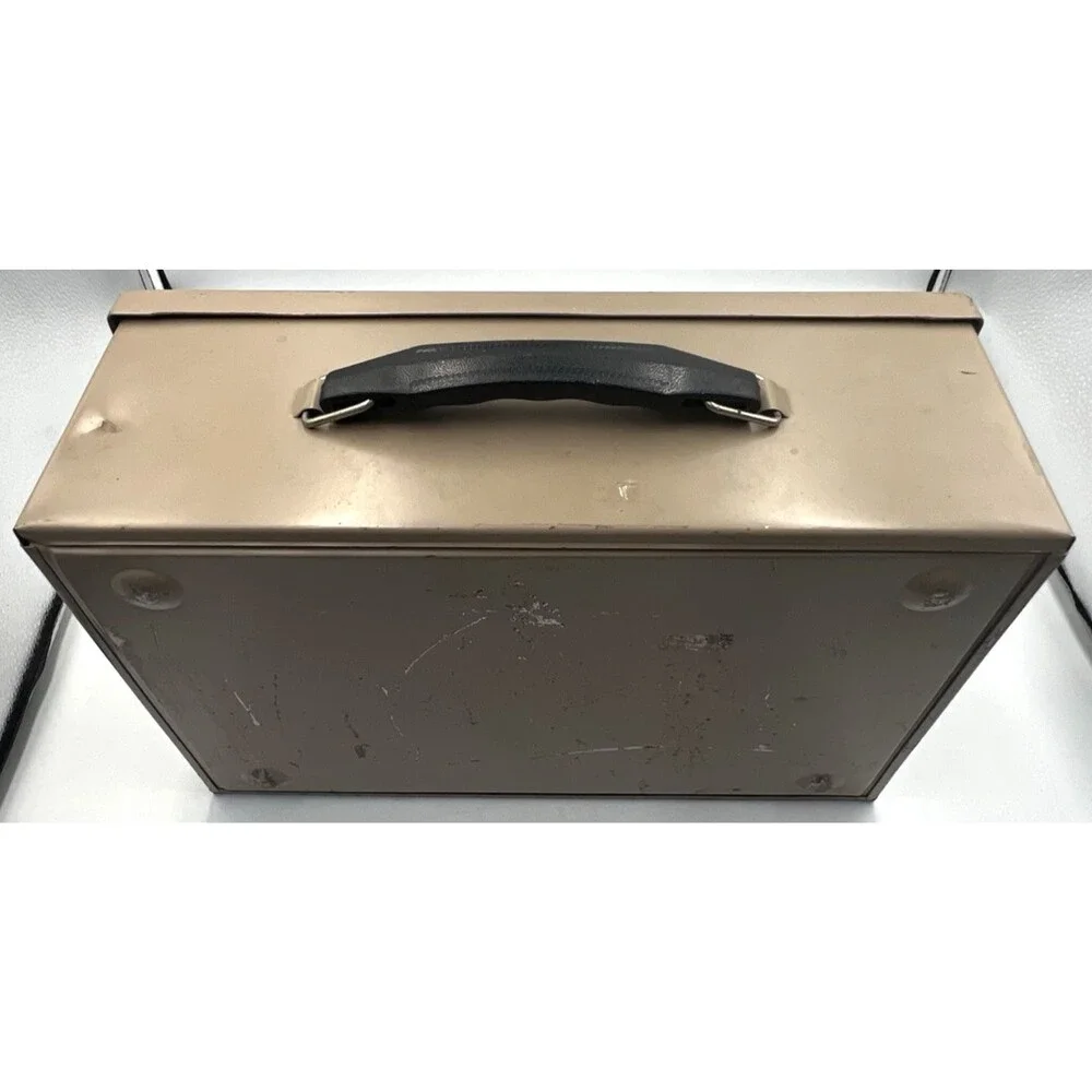 Security Cash Box Vintage Rockaway Metal Lock Chest Tan w/ 2 Keys Inwood NY